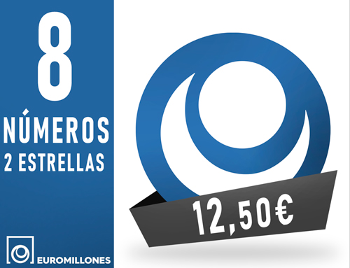 Euromillones - 8 n�m. 2 estr. asegurando 4 aciertos - 12,50 Euros
