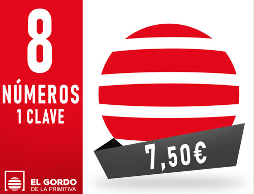 Gordo Primitiva - 8 n�m. 1 cl. asegurando 4 aciertos - 7,50 Euros